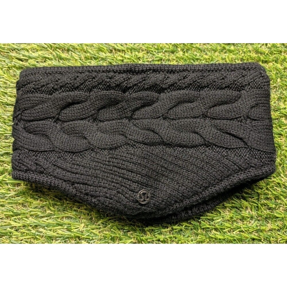 Lululemon Textured Fleece-Lined Wool Knit Ear Warmer Headband  Black One Size